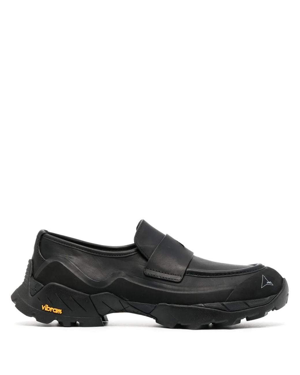 Roa Black Logo-Print Leather Loafers for men