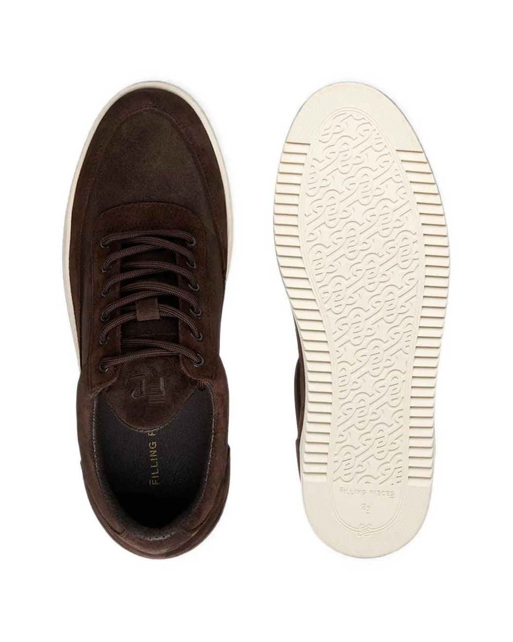 Filling Pieces Brown Low Top Suede Sneakers for men