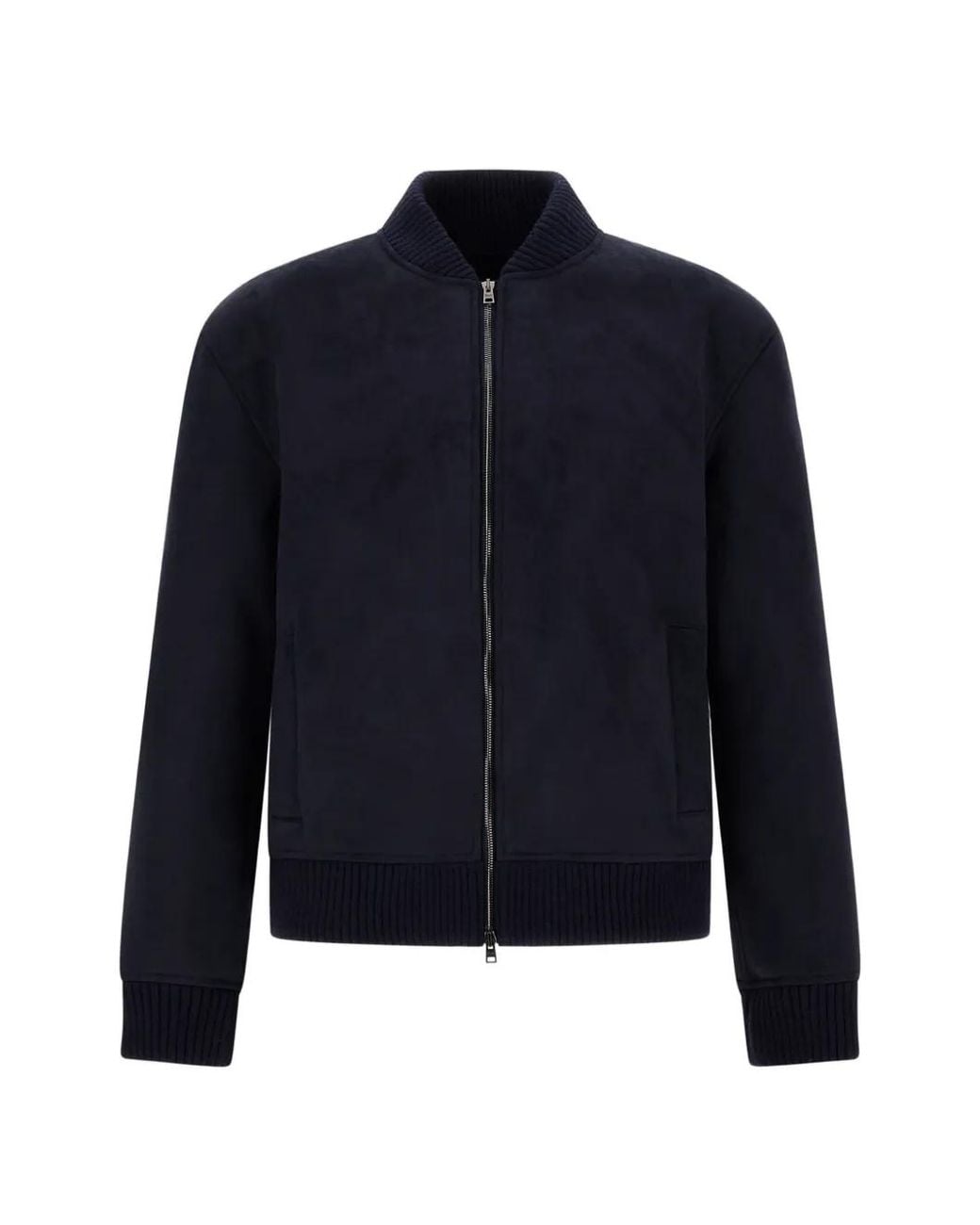 Herno Blue Suede-Effect Bomber Jacket for men