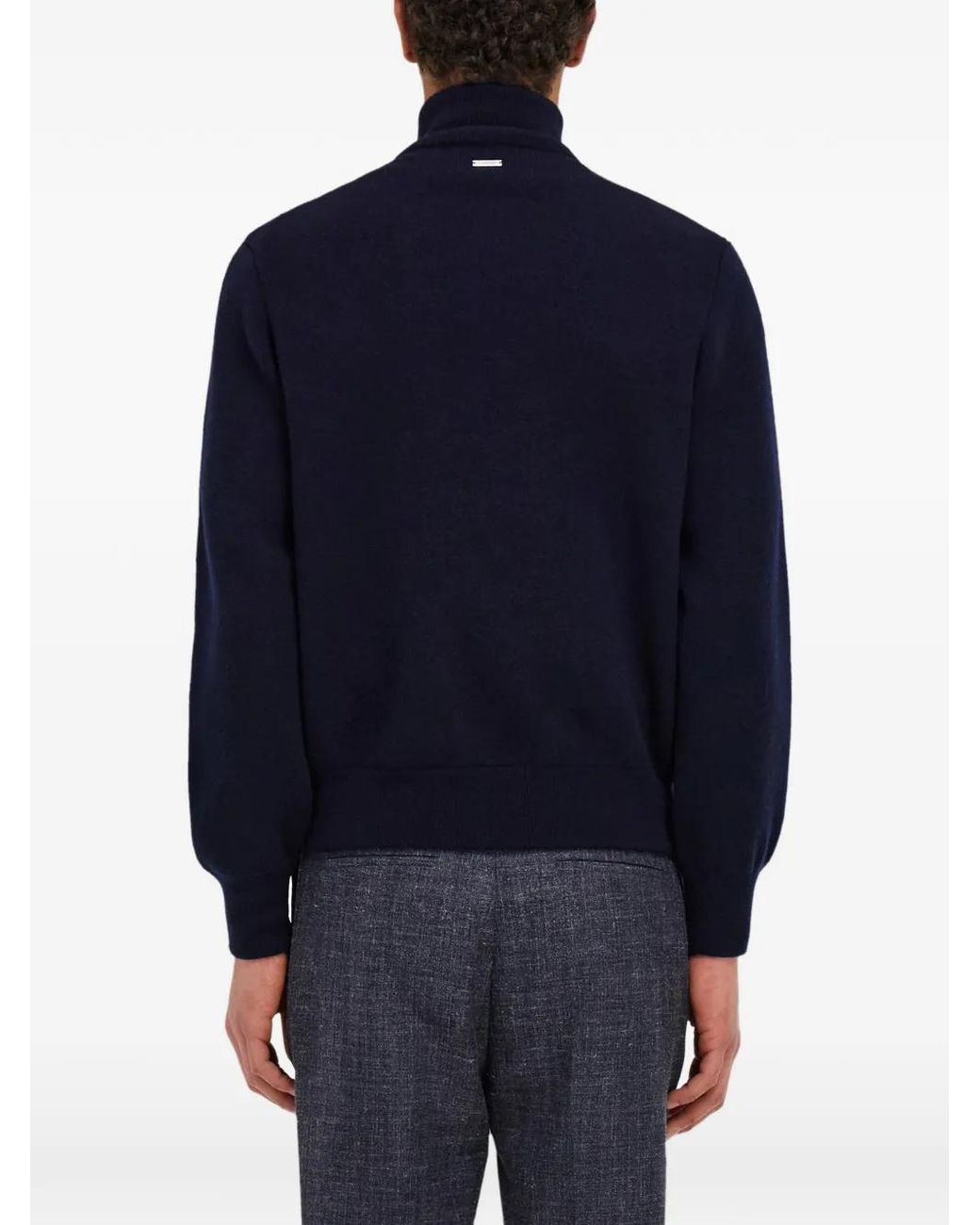 Ferragamo Blue Suede Blouson With Knitted Details for men