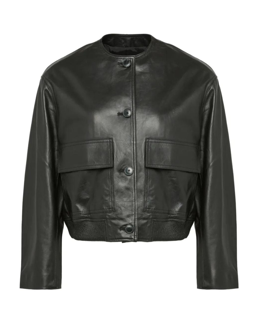 Yves Salomon Black Cropped Leather Jacket