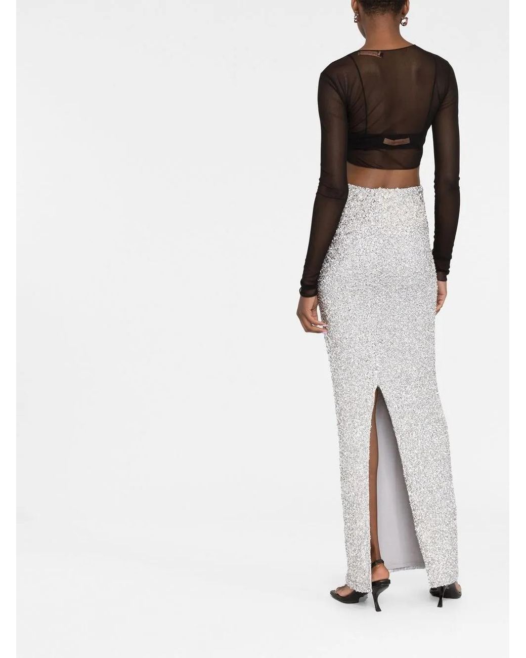Coperni White Crystal-Embellished Maxi Skirt