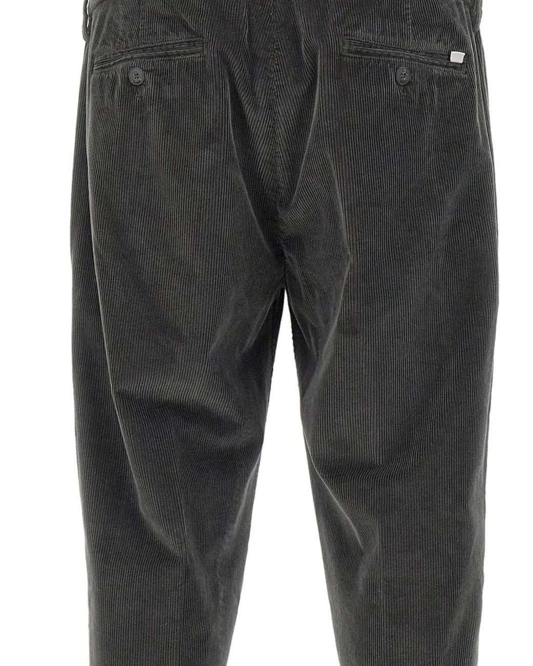 Re-hash Gray Corduroy Turn-Up Hem Trousers for men