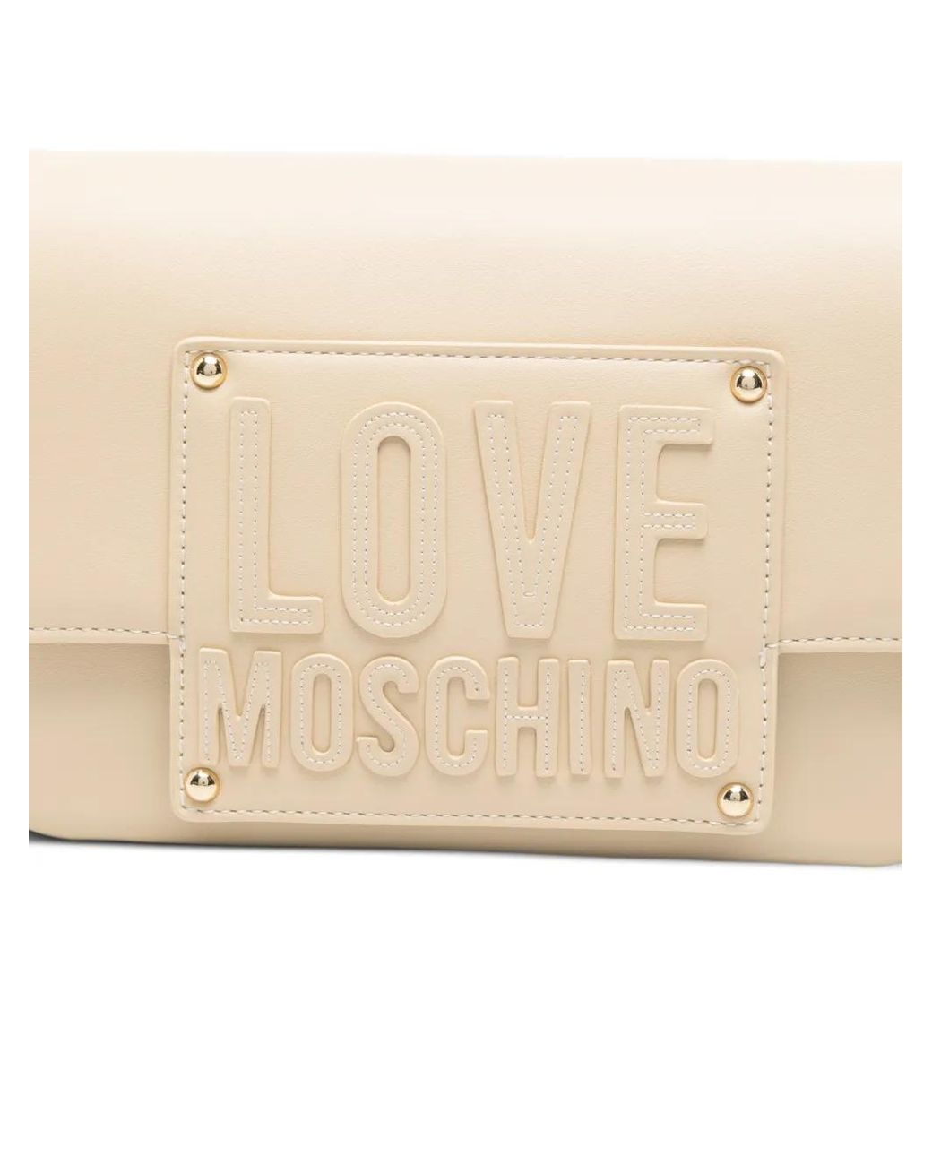 Love Moschino Natural Embossed-Logo Flap-Top Cross-Body Bag