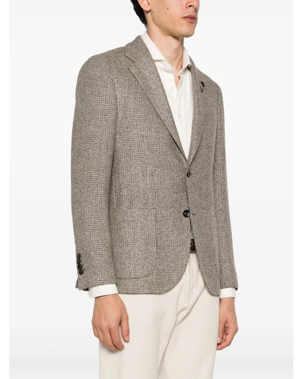 Lardini Gray Interwoven Single-Breasted Blazer for men