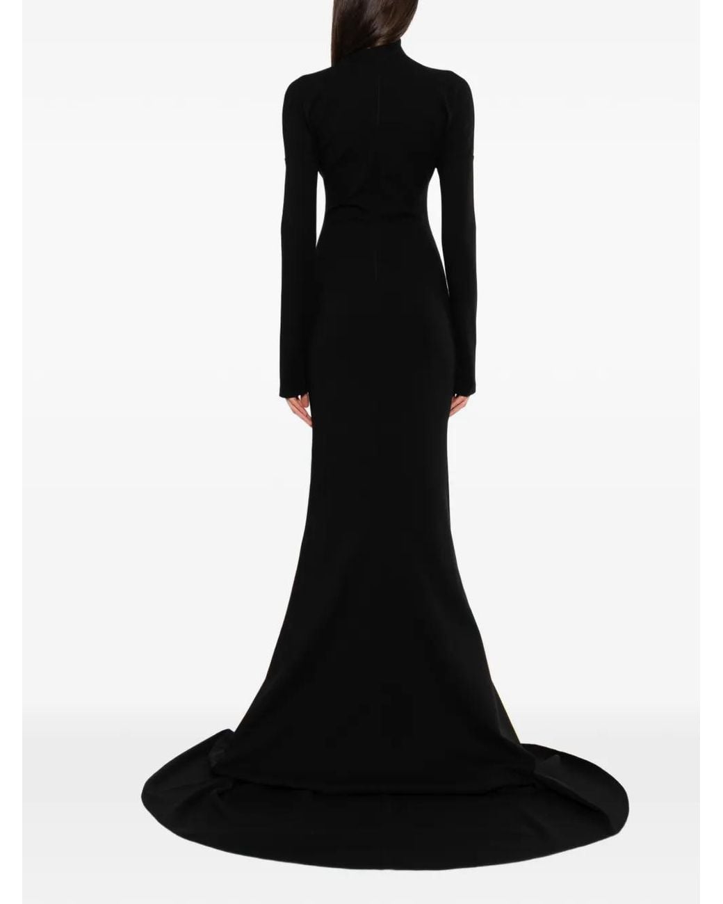 MATIERES FECALES Black High-Neck Floor-Length Gown