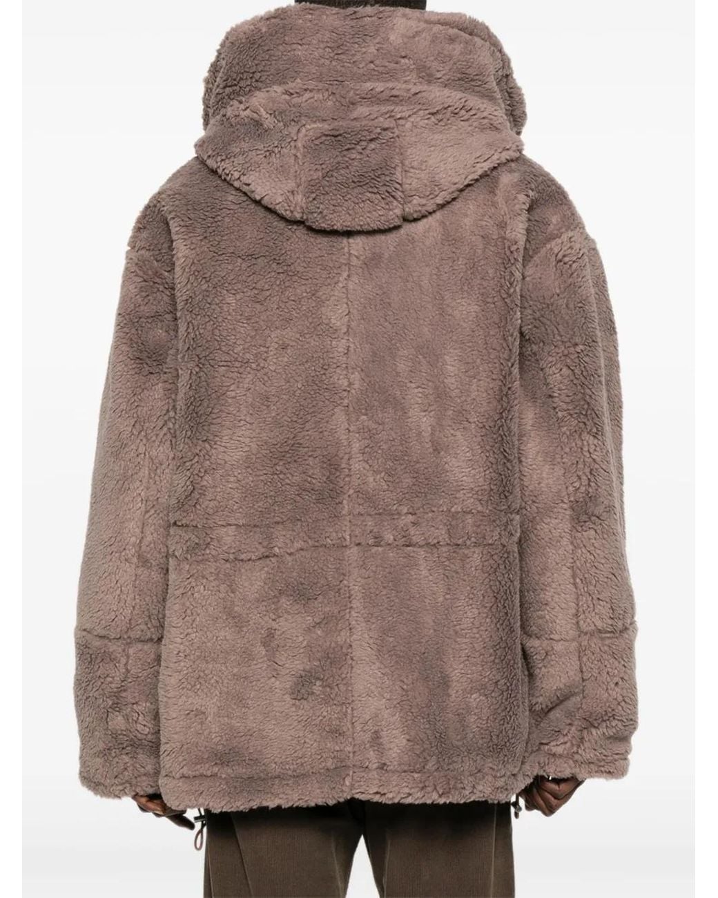 Bluemarble Brown Faux-Fur Zip Coat for men