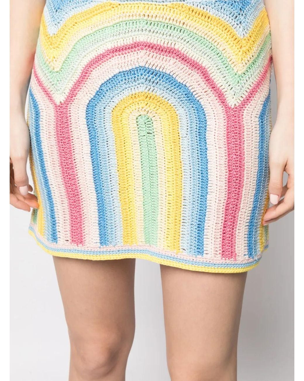 Casablanca Blue Rainbow Crochet Mini Skirt