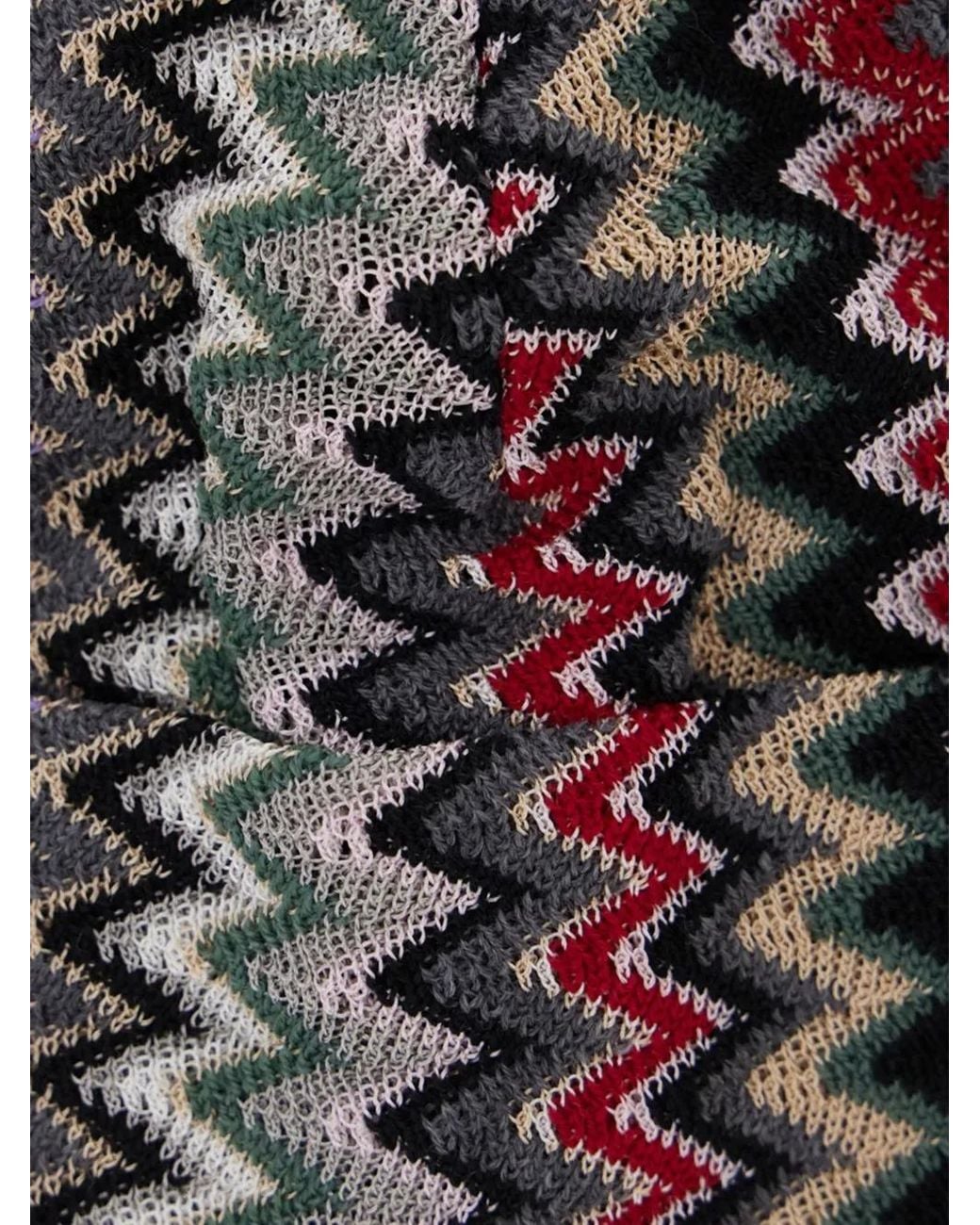 Missoni Gray Zigzag-Knit Beanie Hat
