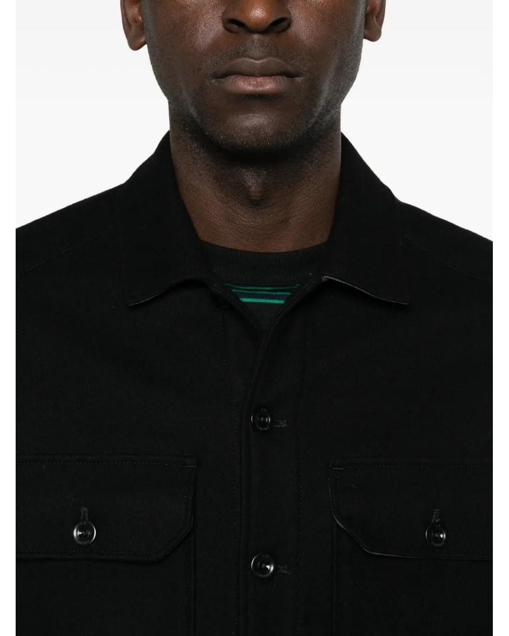 C P Company Black Lens-Detail Buttoned Jacket for men