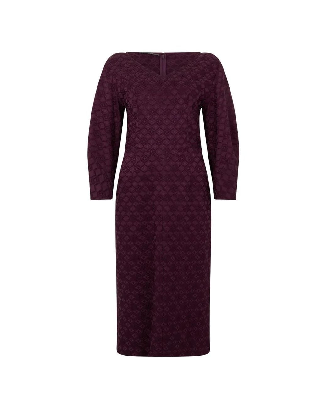Alberta Ferretti Purple Geometric-Pattern Long-Sleeve Midi Dress
