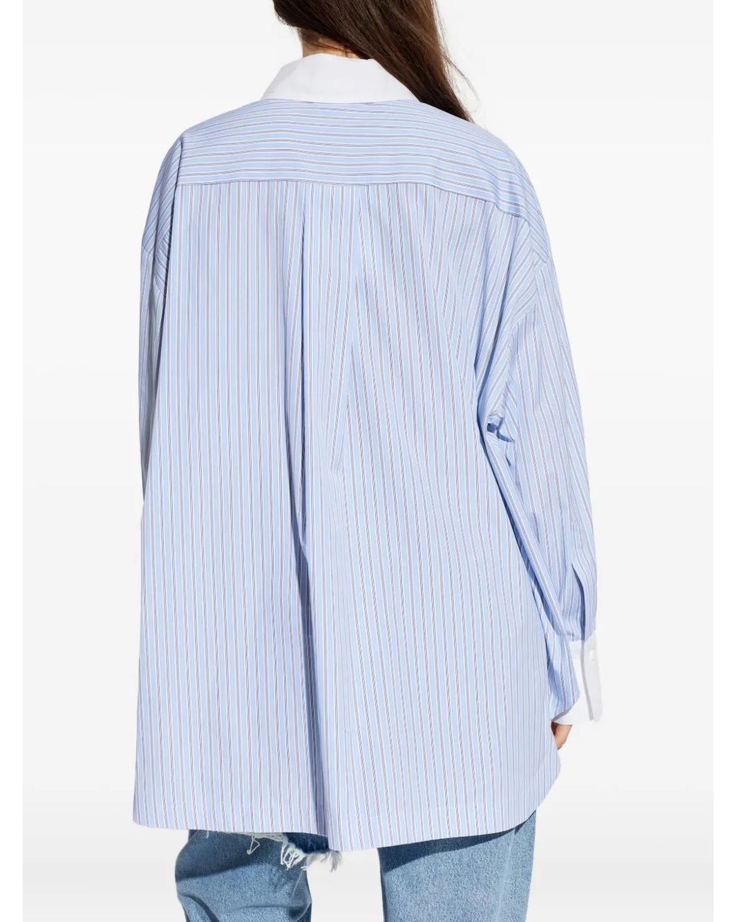 The Attico Blue Striped Embroidered Shirt