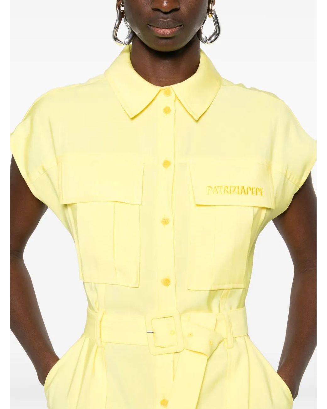 Patrizia Pepe Yellow Long Shirt Dress
