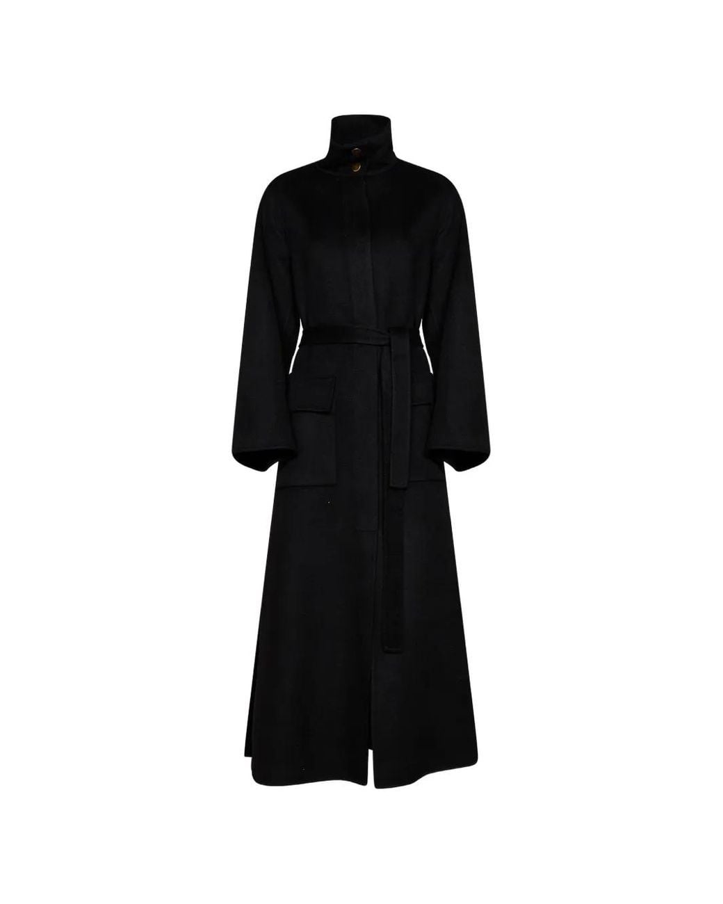Kaos Black Belted High-Neck Coat