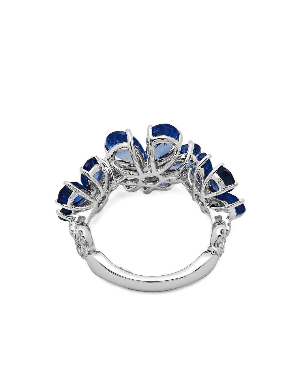 Jewels Aficionado Blue 18K Sapphire Flower Ring