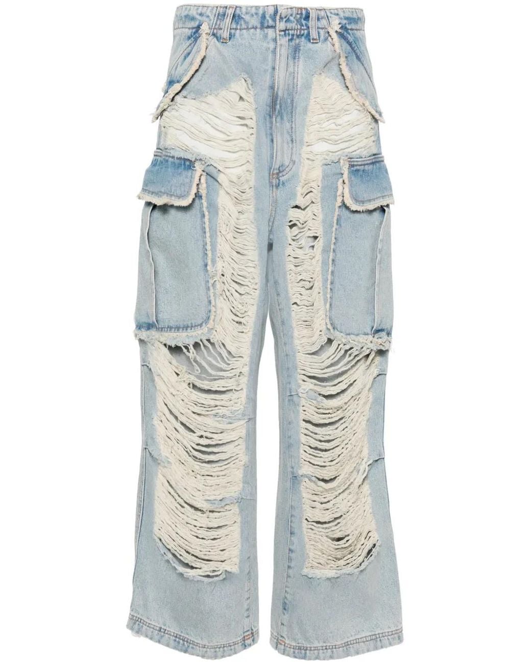 DARKPARK Blue Vivi Distressed Wide-Leg Jeans
