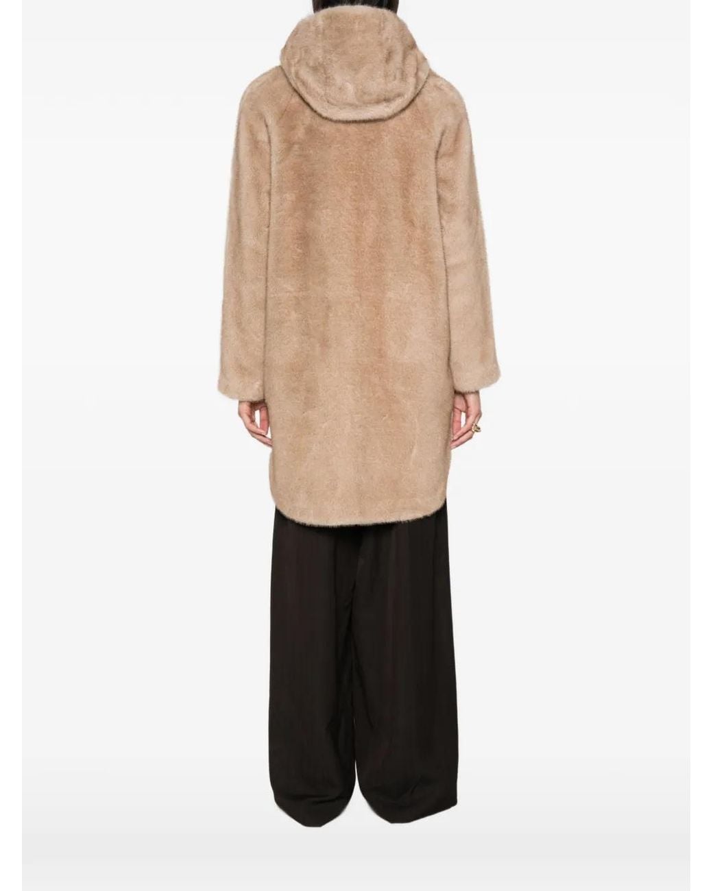 ZOE Paris Natural Manteau En Fourrure Artificielle À Capuche