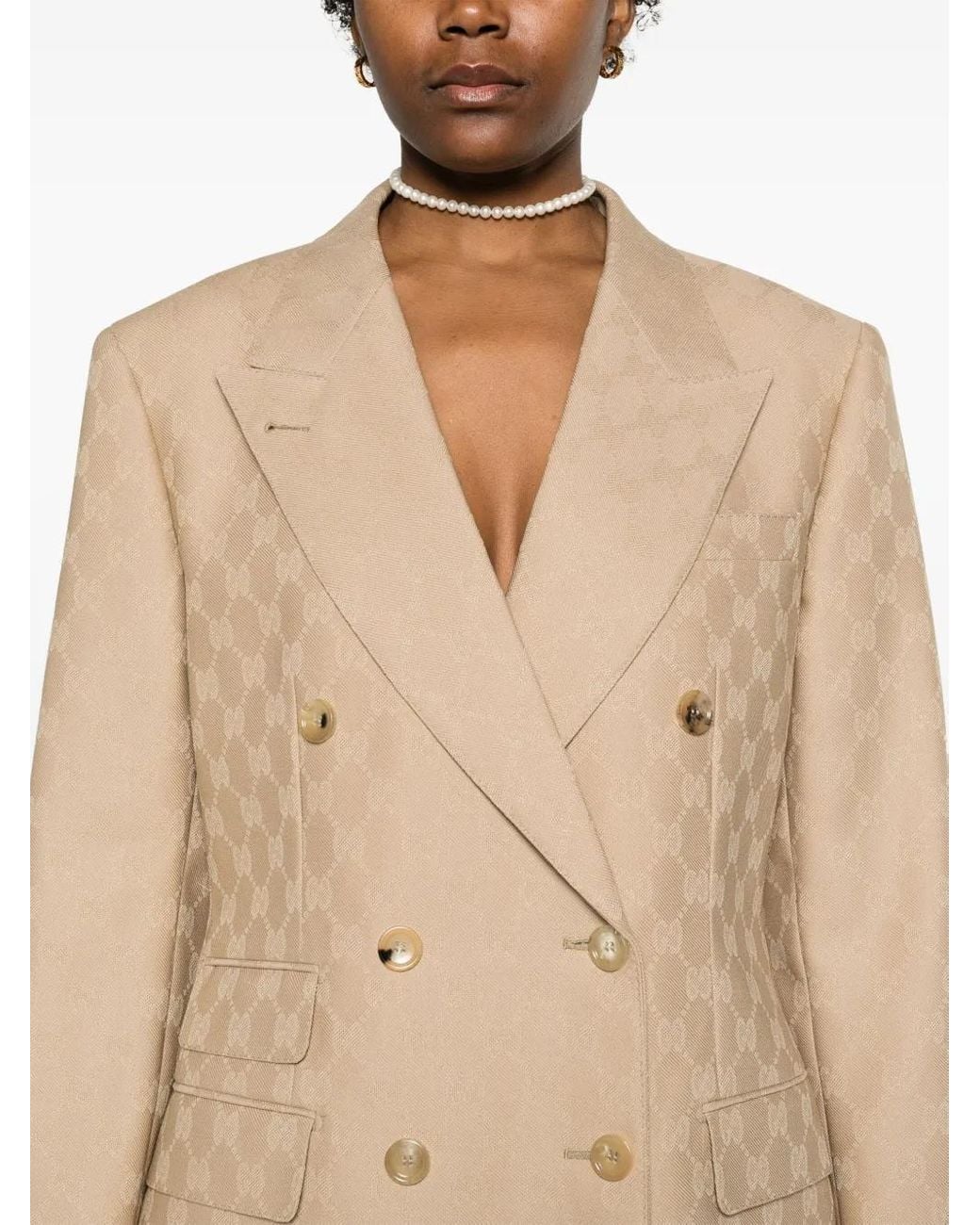 Gucci Natural Gg Wool Jacquard Jacket