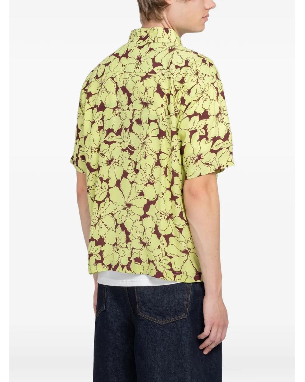 Stussy Yellow Floral-Detail Buttoned Shirt