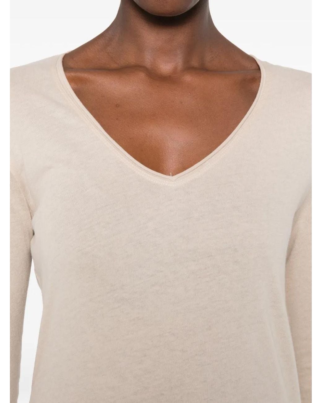 Majestic Filatures Natural V-Neck Long-Sleeve T-Shirt