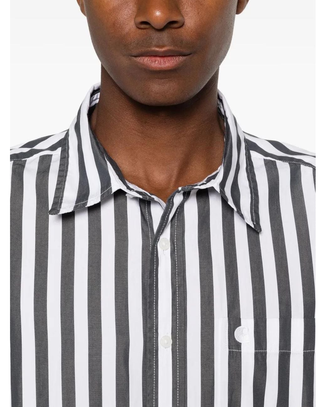 Carhartt White Short-Sleeve Royce Stripe Shirt for men
