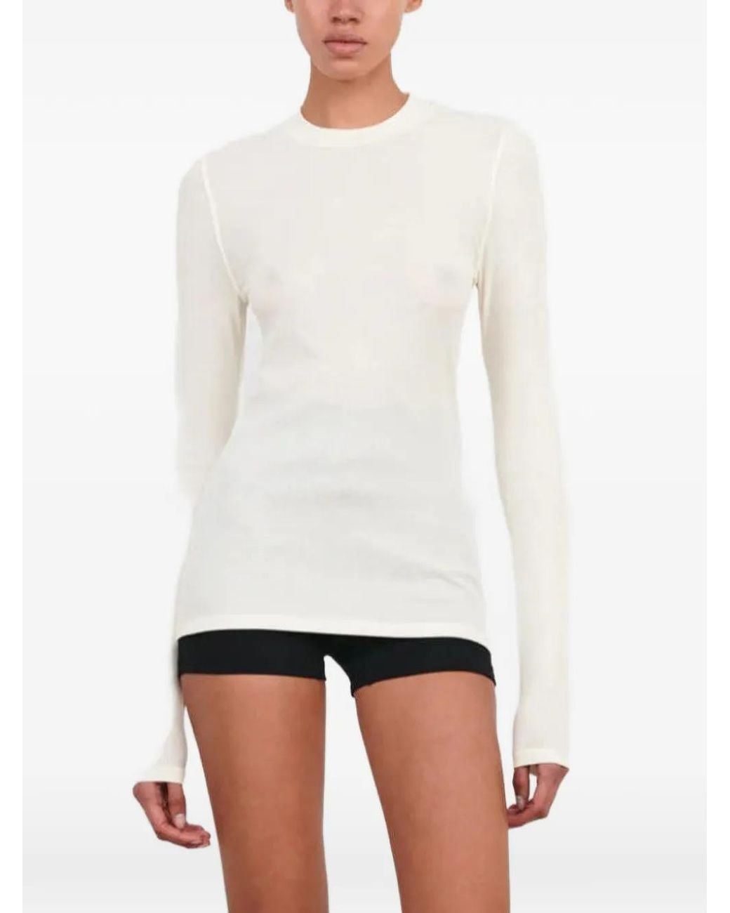 Wardrobe NYC White Ribbed Long-Sleeve T-Shirt