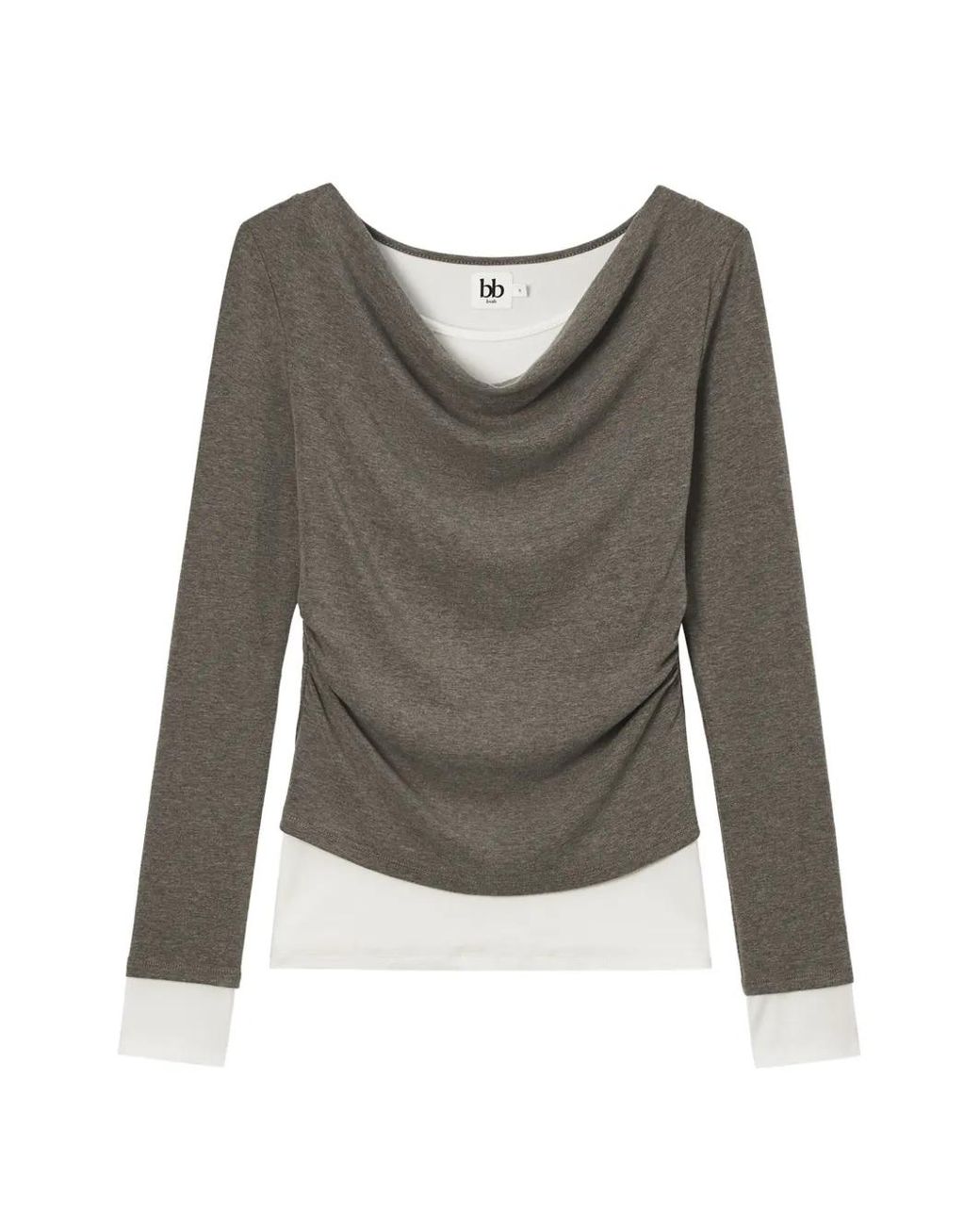 B+ AB Gray Cowl-Neck Layered T-Shirt