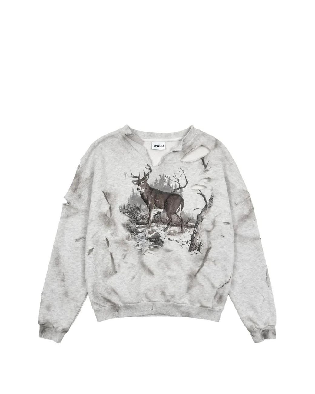 Waldi White Distressed Graphic-Print Sweatshirt for men