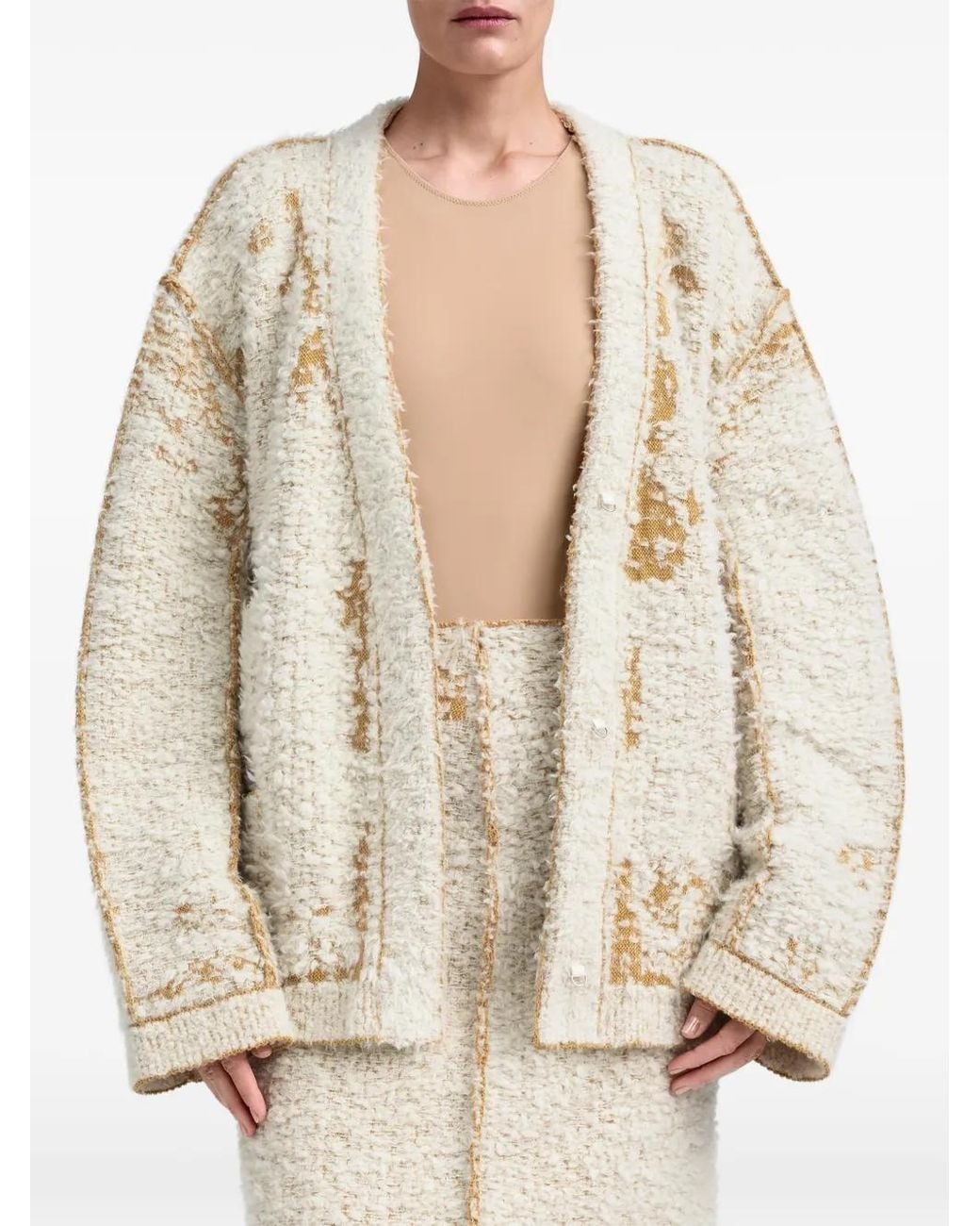 Maison Margiela Natural Long-Sleeve Knitted Cardigan