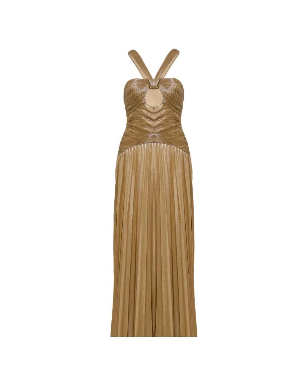 retroféte Solace Pleated Metallic Maxi Dress