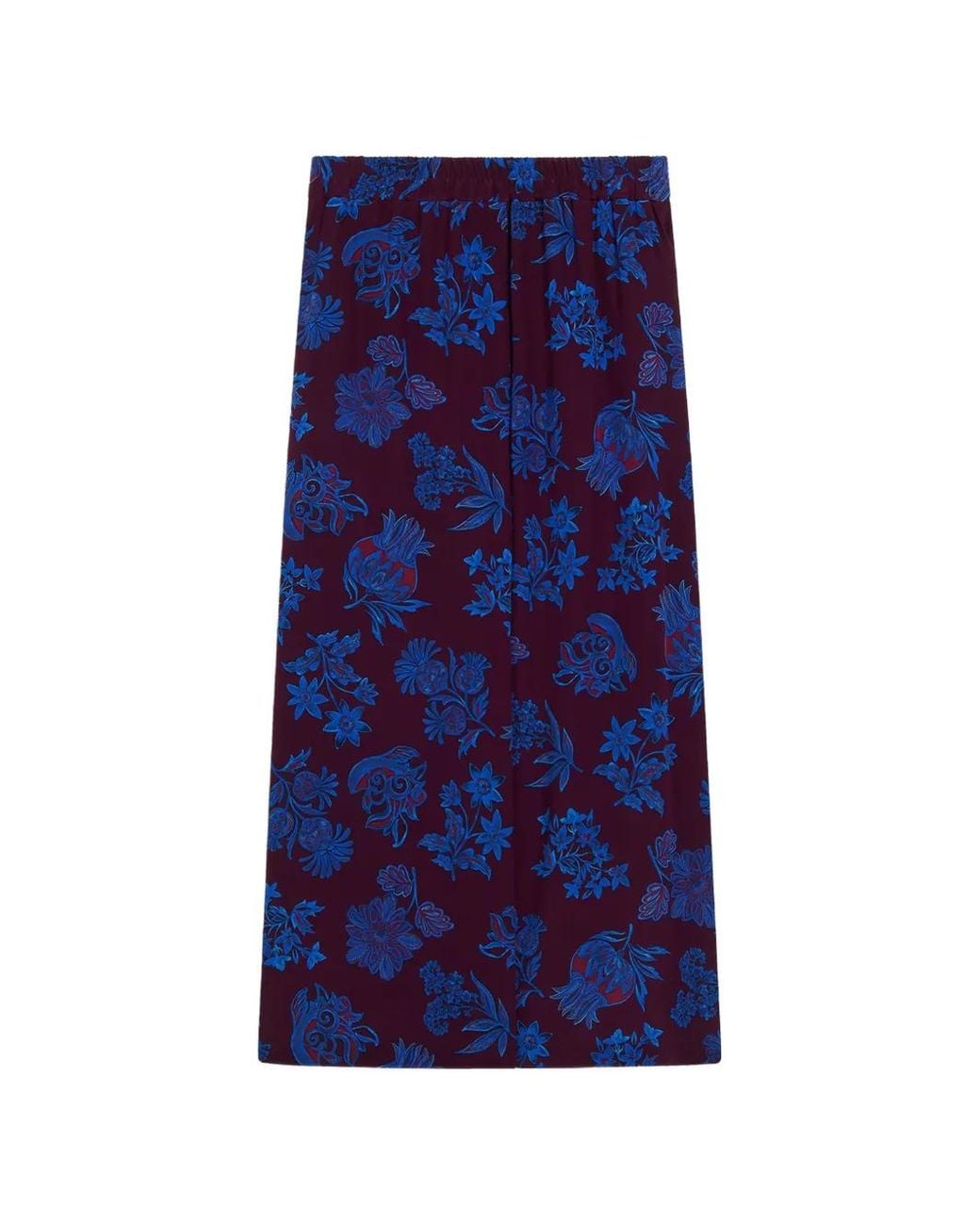 Momoní Blue Nysa Silk Midi Skirt