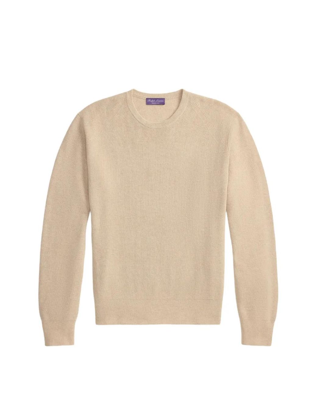 Ralph Lauren White Raglan-Sleeve Ribbed-Knit Sweater for men