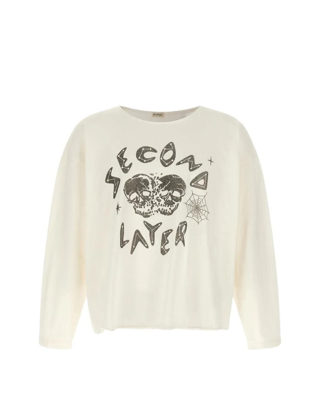 Second/Layer White Graphic-Print Long-Sleeve T-Shirt for men
