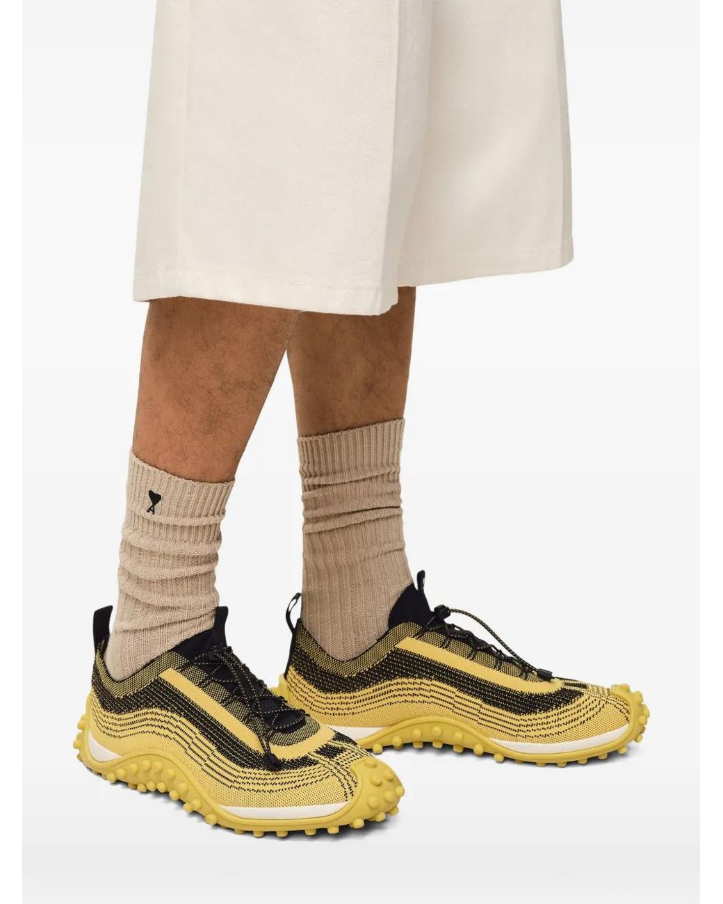 AMI Yellow Knit Mirage Sneakers