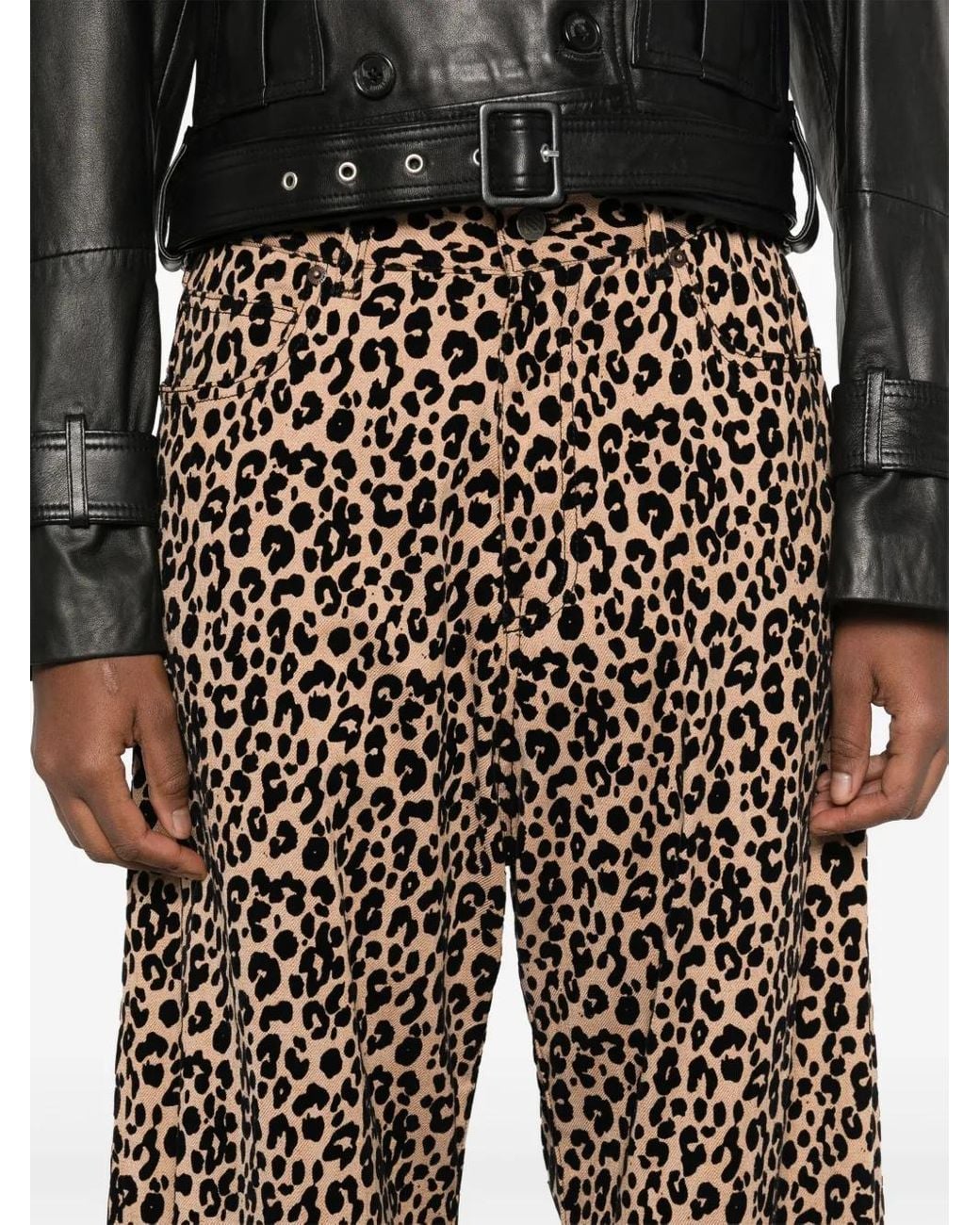 GIUSEPPE DI MORABITO Blue Leopard-Print Jeans