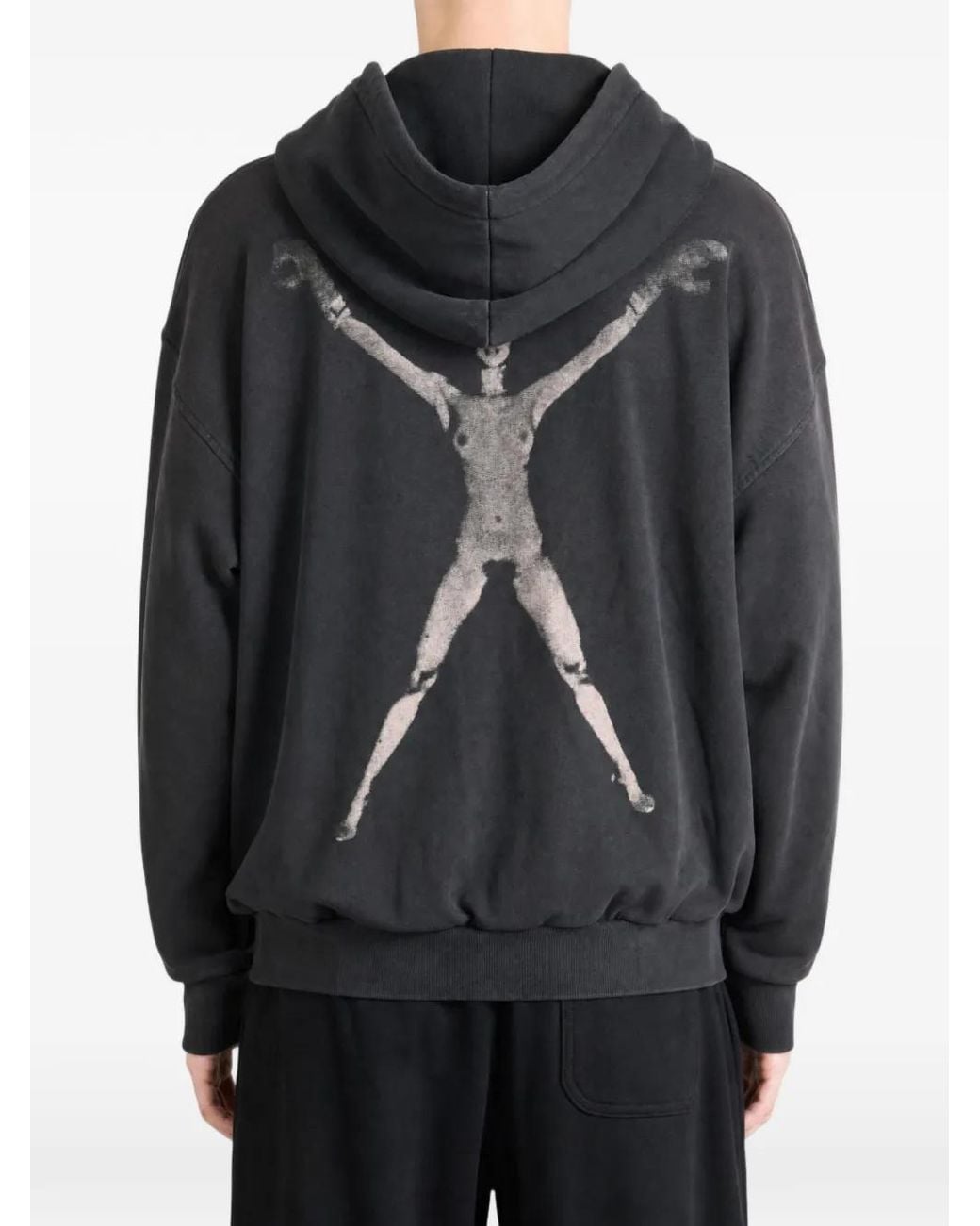 Vetements Black Graphic-Print Zip-Up Hoodie for men