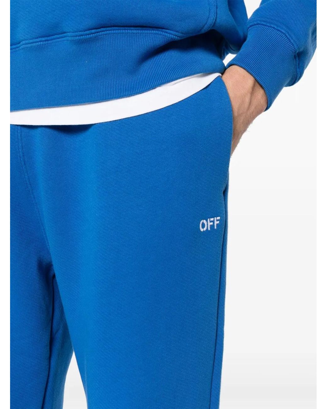 Off-White c/o Virgil Abloh Blue Logo-Embroidered Track Pants for men