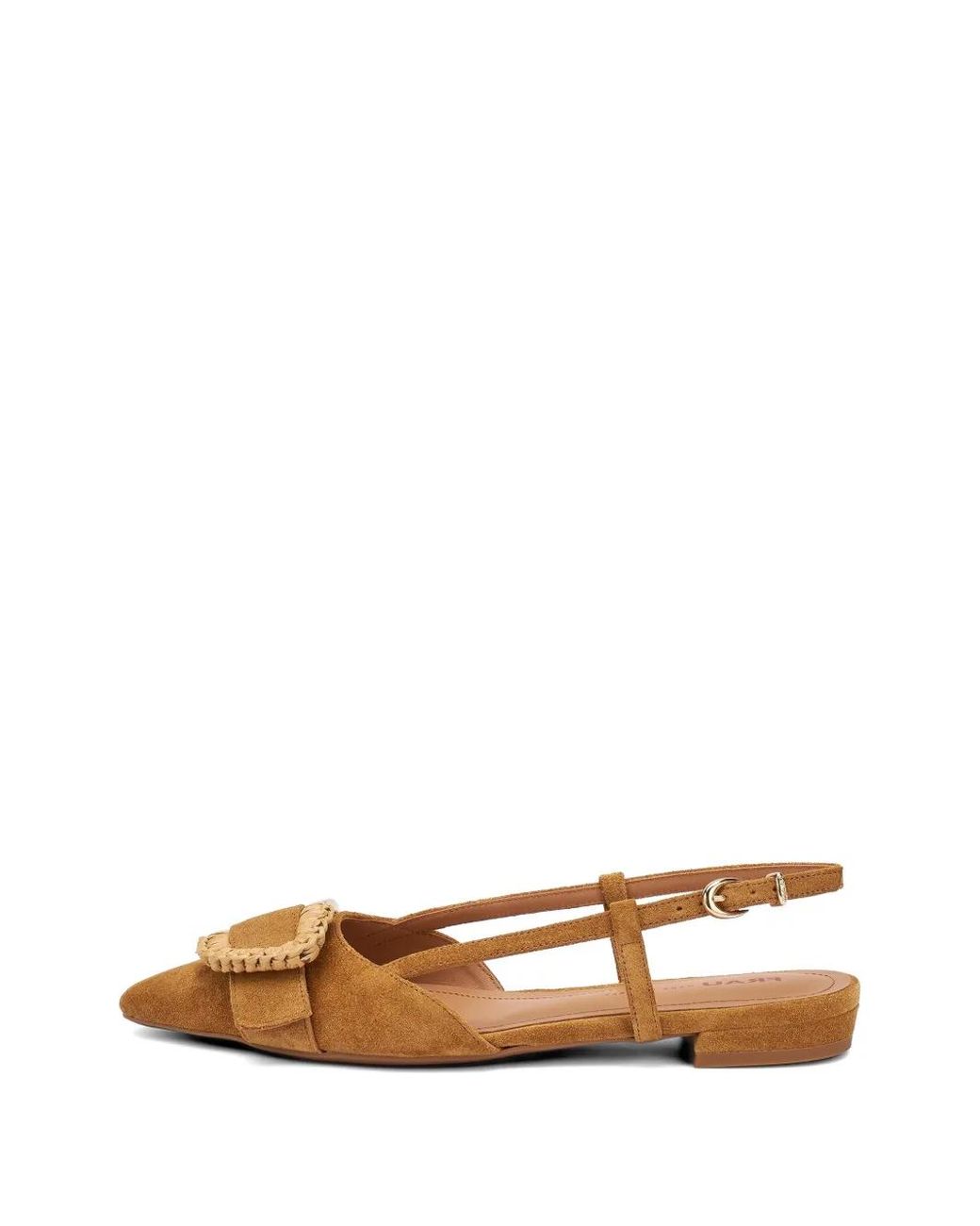 Frau Brown Raffia-Buckle Suede Pumps