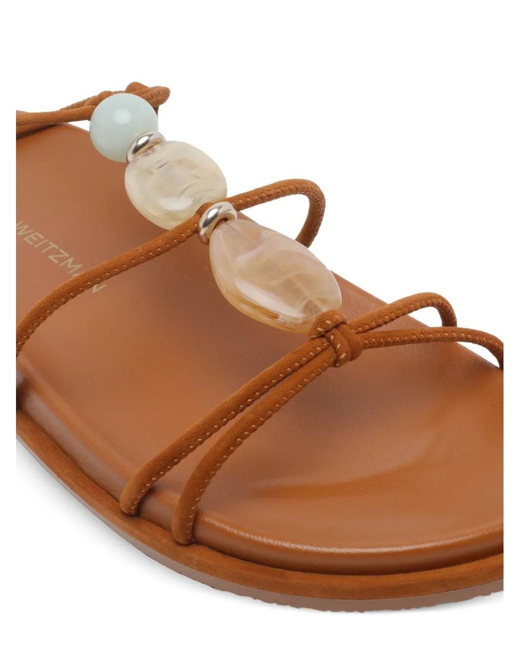Stuart Weitzman Brown Gewickelte Sandalen mit Perlen