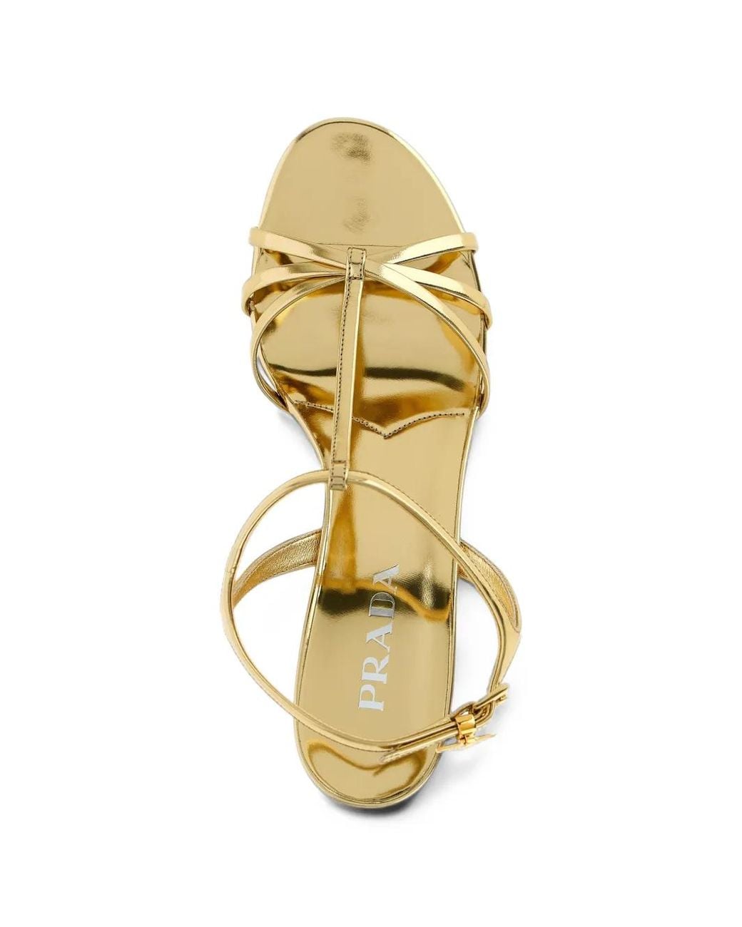 Prada Natural Metallic Wedge Sandals