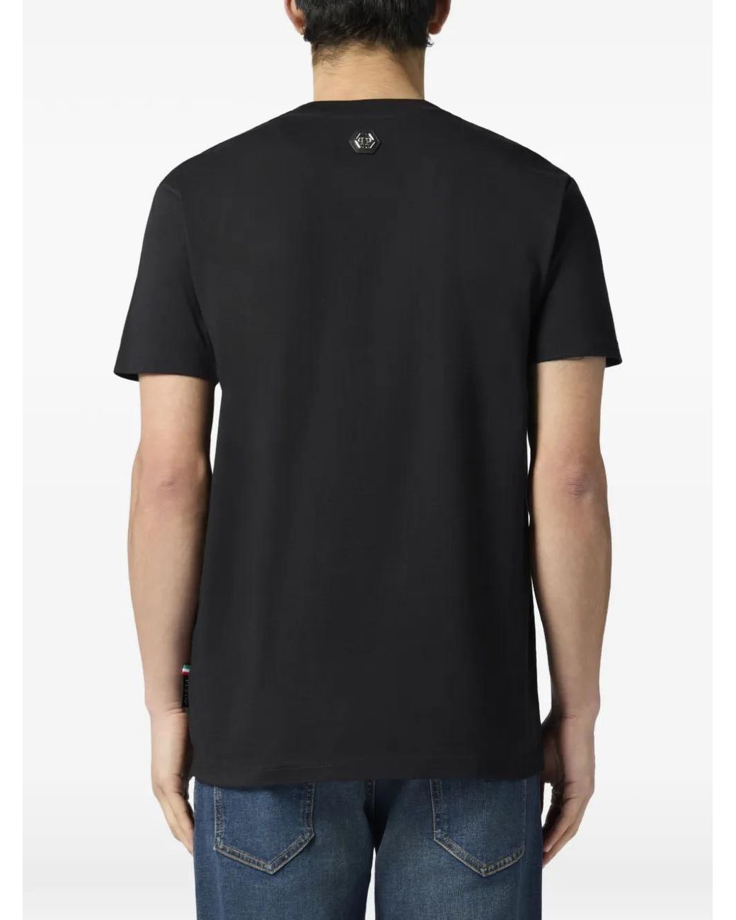 Philipp Plein Black Round Neck T-Shirt New York Tennis for men