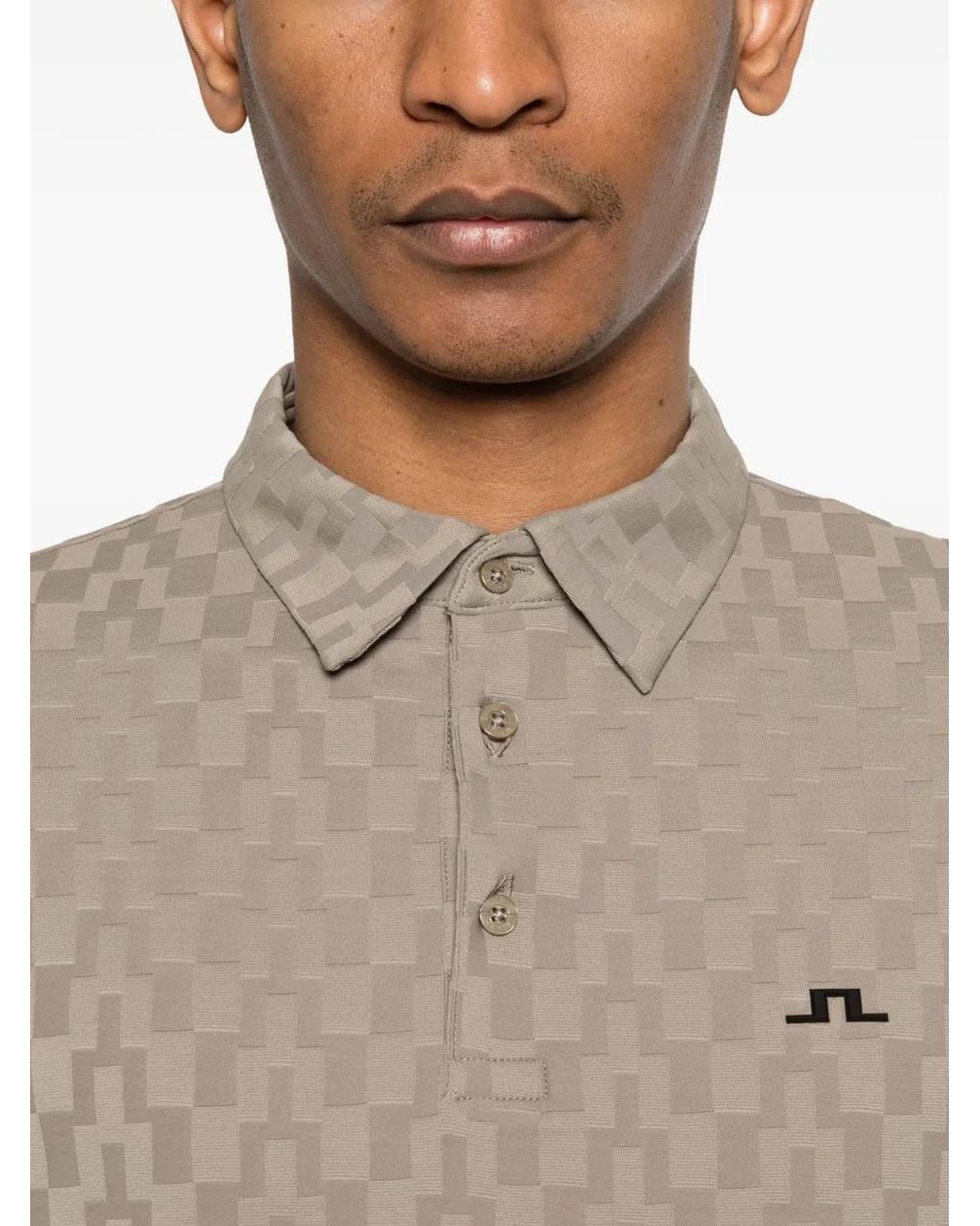 J.Lindeberg Gray Kofe Checkered Short-Sleeve Polo for men
