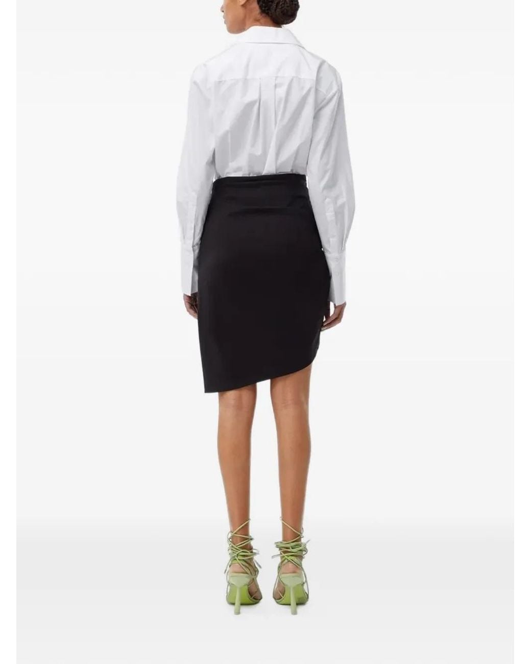 GAUGE81 Black Rivera Asymmetric Draped Mini Skirt