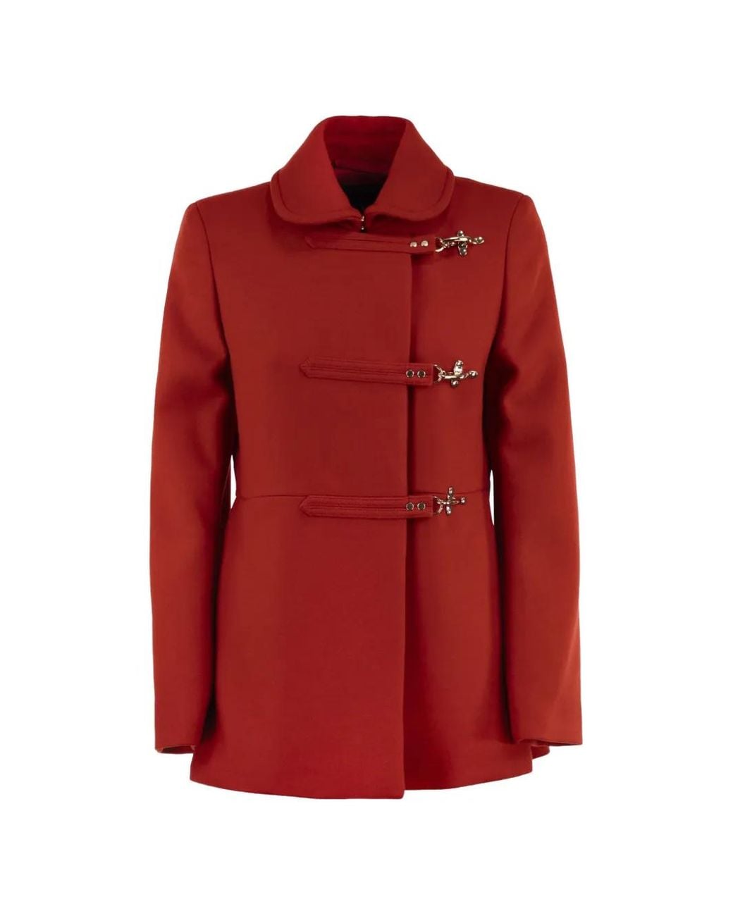 Fay Red Hook-And-Eye Fastening Single-Breasted Coat