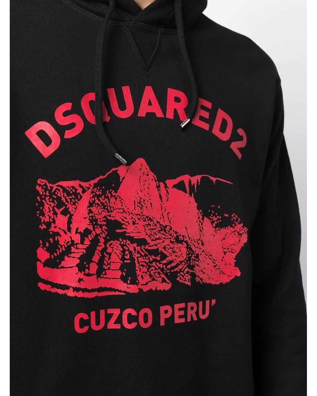 DSquared² Black Logo-Print Cotton Hoodie for men