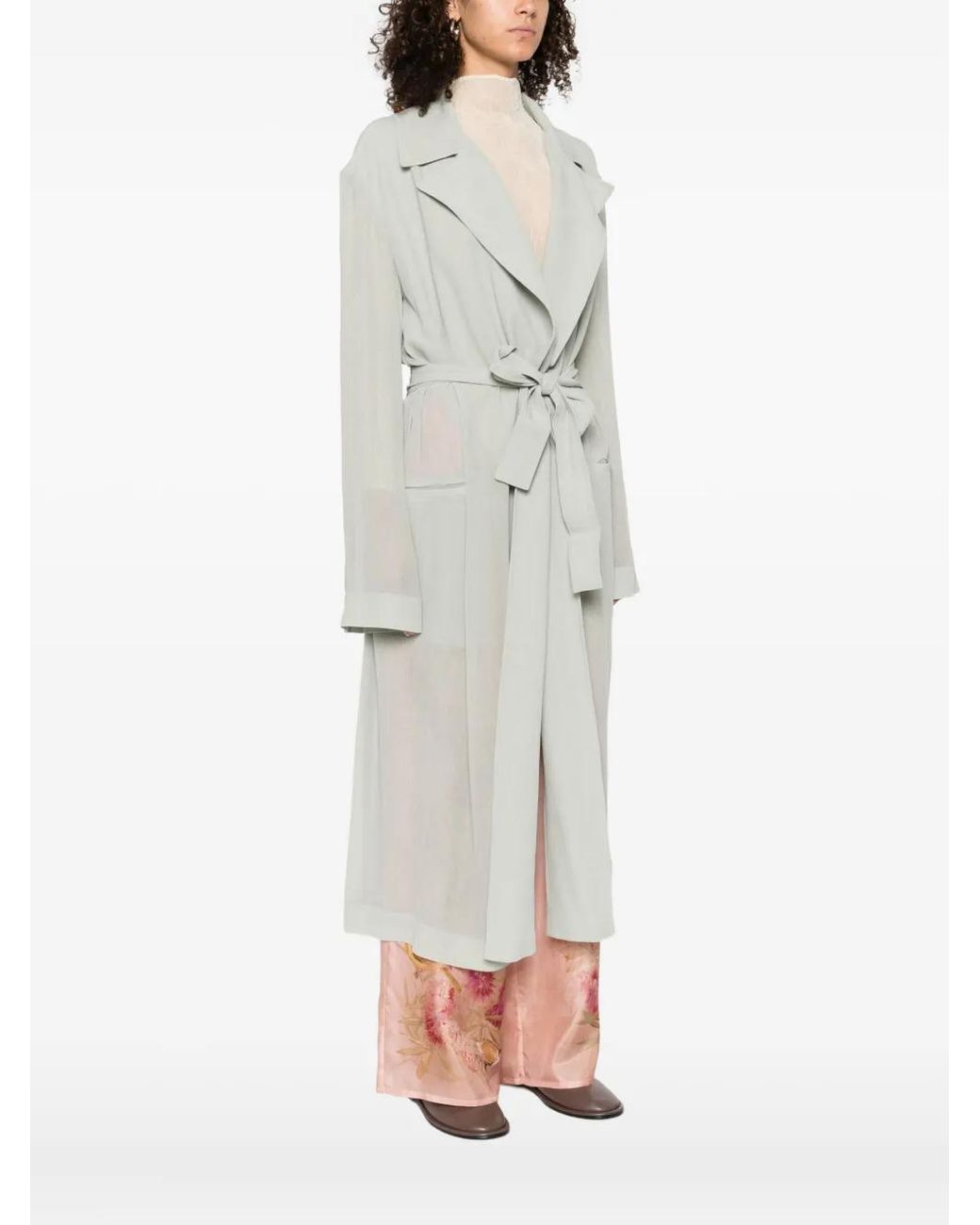 Alberta Ferretti White Belted Coat