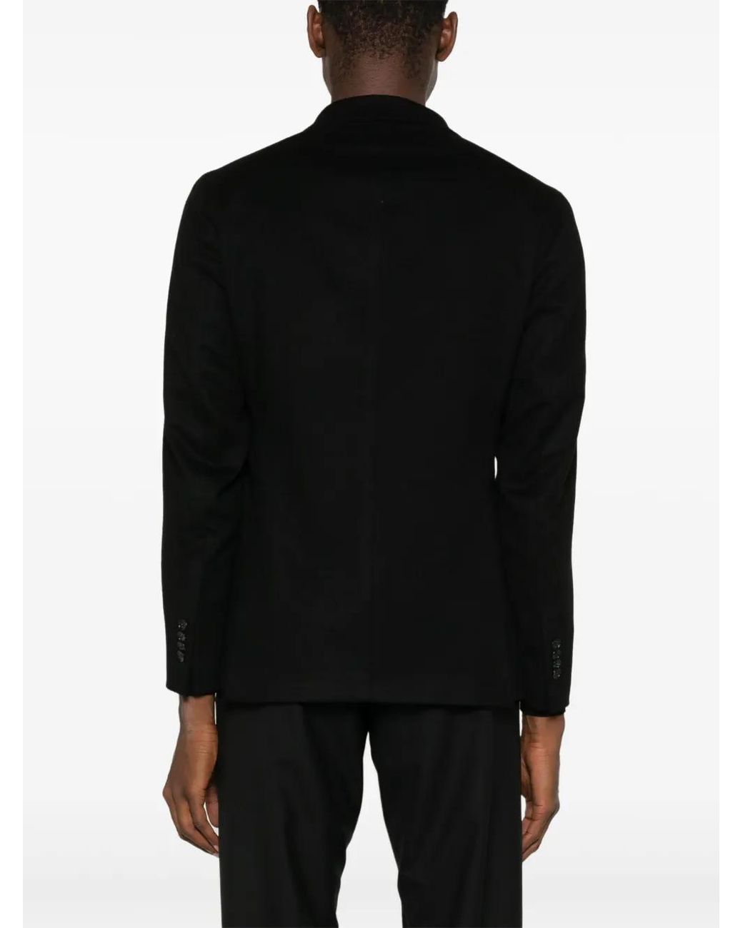 Tagliatore Black Brooch-Detail Virgin Wool Blazer for men