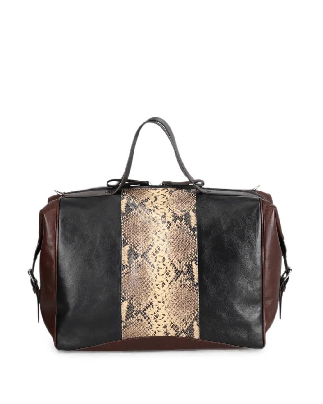 Dries Van Noten Black Leather Weekend Bag for men