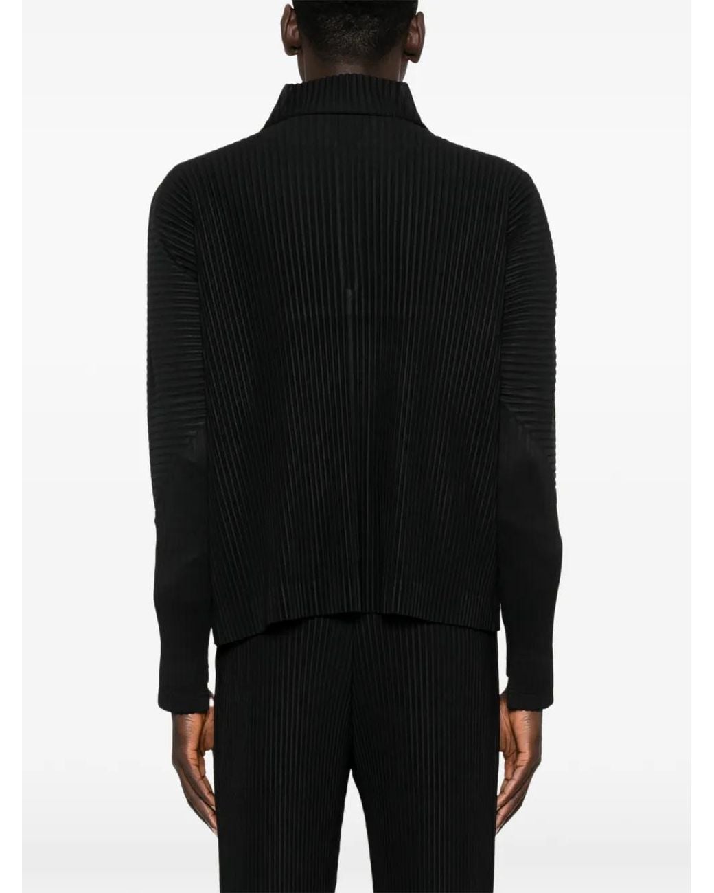 Homme Plissé Issey Miyake Black Zip Pleated Top for men