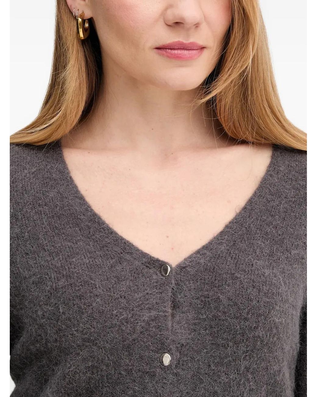 Ouí Purple V-Neck Button Cardigan
